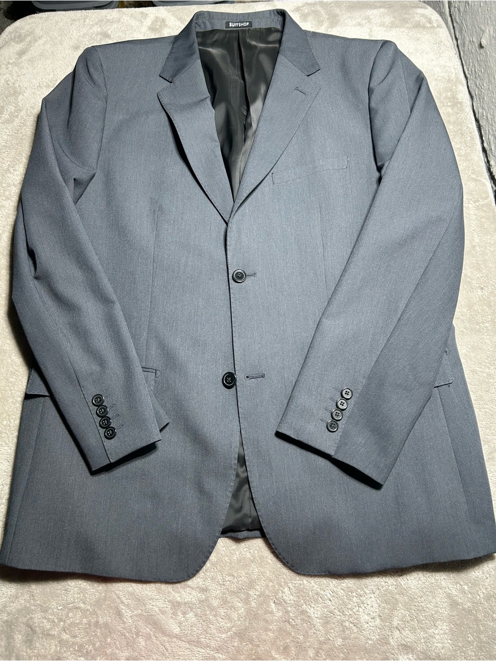 SuitShop Textured Grey Modern Fit Suit Jacket Blazer Men's 42L Stretch